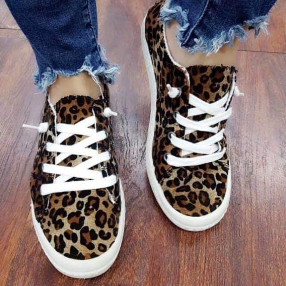 Leopard print slip on shoes